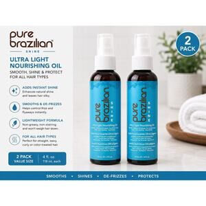 Pure Brazilian Shine Ultra Light Nourishing Oil Spray Duo 4oz Anti Frizz